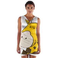 Illustrain Giraffe Face Animals Wrap Front Bodycon Dress by Mariart