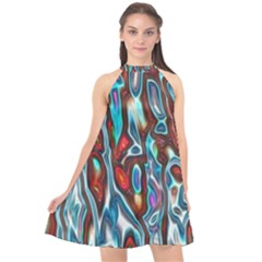 Dizzy Stone Wave Halter Neckline Chiffon Dress  by Mariart