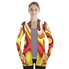 Colorful 3d Shapes               Women s Open Front Pockets Cardigan by LalyLauraFLM