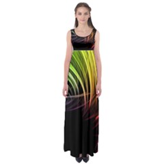 Colorful Abstract Fantasy Modern Green Gold Purple Light Black Line Empire Waist Maxi Dress by Mariart