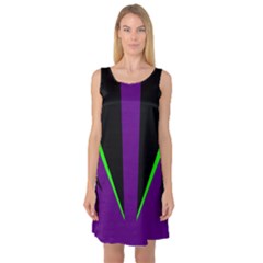 Rays Light Chevron Purple Green Black Line Sleeveless Satin Nightdress by Mariart