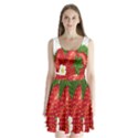 Strawberry Red Seed Leaf Green Split Back Mini Dress  View1