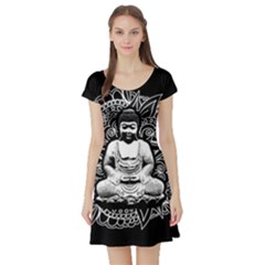 Ornate Buddha Short Sleeve Skater Dress by Valentinaart