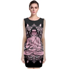 Ornate Buddha Sleeveless Velvet Midi Dress by Valentinaart