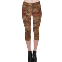 Brown Texture Capri Leggings  by BangZart