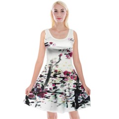 Pink Flower Ink Painting Art Reversible Velvet Sleeveless Dress by BangZart