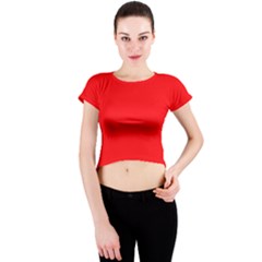 Solid Christmas Red Velvet Crew Neck Crop Top by PodArtist