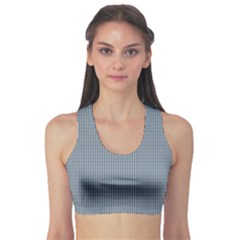Silent Night Blue Mini Gingham Check Plaid Sports Bra by PodArtist