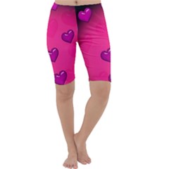 Background Heart Valentine S Day Cropped Leggings  by BangZart