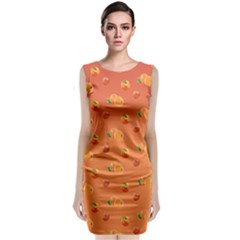 Peach Fruit Pattern Sleeveless Velvet Midi Dress by paulaoliveiradesign