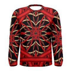 Fractal Wallpaper With Red Tangled Wires Men s Long Sleeve Tee by BangZart