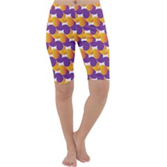 Purple And Yellow Abstract Pattern Cropped Leggings  by paulaoliveiradesign