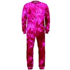 Hot Pink Floral Pattern Onepiece Jumpsuit (men)  by paulaoliveiradesign