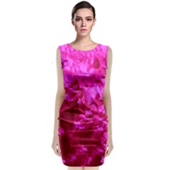 Hot Pink Floral Pattern Sleeveless Velvet Midi Dress by paulaoliveiradesign