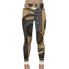 Old And Worn Acoustic Guitars Yin Yang Classic Yoga Leggings by JeffBartels