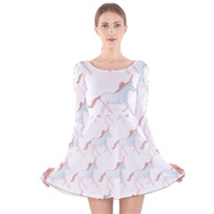 Unicorn Pattern Long Sleeve Velvet Skater Dress by paulaoliveiradesign