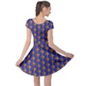 Blue Geometric Losangle Pattern Cap Sleeve Dresses View2