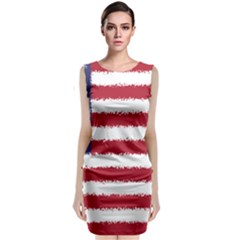 Flag Of The United States America Sleeveless Velvet Midi Dress by paulaoliveiradesign