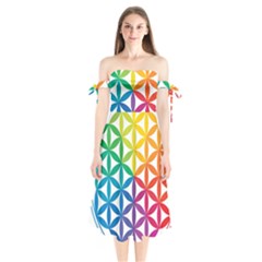 Heart Energy Medicine Shoulder Tie Bardot Midi Dress by BangZart