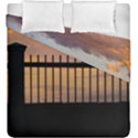 Small Bird Over Fence Backlight Sunset Scene Duvet Cover Double Side (King Size) View1