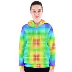 Square Rainbow Pattern Box Women s Zipper Hoodie by BangZart