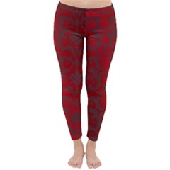 Red Dark Vintage Pattern Classic Winter Leggings by BangZart