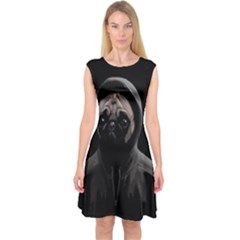 Gangsta Pug Capsleeve Midi Dress by Valentinaart