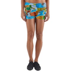 World Map Yoga Shorts by BangZart