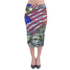 Usa United States Of America Images Independence Day Velvet Midi Pencil Skirt by BangZart