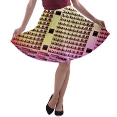 Optics Electronics Machine Technology Circuit Electronic Computer Technics Detail Psychedelic Abstra A-line Skater Skirt by BangZart