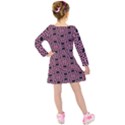 Triangle Knot Pink And Black Fabric Kids  Long Sleeve Velvet Dress View2