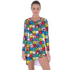 Snakes And Ladders Asymmetric Cut-out Shift Dress by BangZart