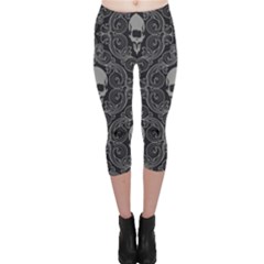 Dark Horror Skulls Pattern Capri Leggings  by BangZart