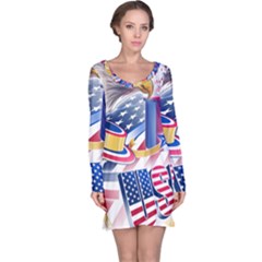 United States Of America Usa  Images Independence Day Long Sleeve Nightdress by BangZart