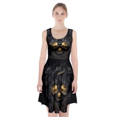 Art Fiction Black Skeletons Skull Smoke Racerback Midi Dress by BangZart