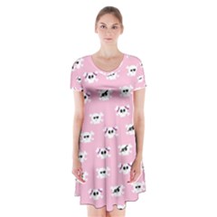 Girly Girlie Punk Skull Short Sleeve V-neck Flare Dress by BangZart