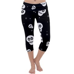 Skull Pattern Capri Yoga Leggings by BangZart