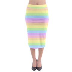 Cute Pastel Rainbow Stripes Midi Pencil Skirt by BangZart