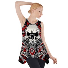 Skull Tribal Side Drop Tank Tunic by Valentinaart