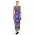 Colorful purple green mandala pattern Fitted Maxi Dress View2