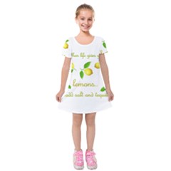 When Life Gives You Lemons Kids  Short Sleeve Velvet Dress by Valentinaart