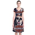 Bulldog biker Short Sleeve Front Wrap Dress View1