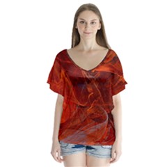 Swirly Love In Deep Red Flutter Sleeve Top by designworld65