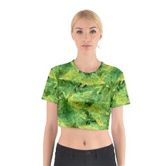 Green Springtime Leafs Cotton Crop Top by designworld65