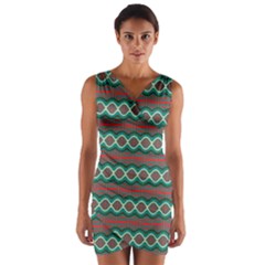 Ethnic Geometric Pattern Wrap Front Bodycon Dress by linceazul