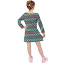 Ethnic Geometric Pattern Kids  Long Sleeve Velvet Dress View2