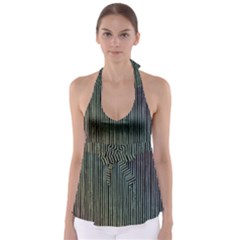 Stylish Rainbow Strips Babydoll Tankini Top by gatterwe