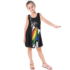 Pride Statue Of Liberty  Kids  Sleeveless Dress by Valentinaart