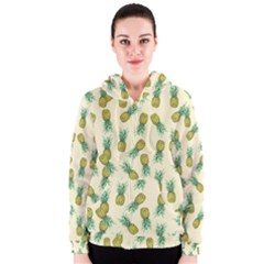 Pineapples Pattern Women s Zipper Hoodie by Valentinaart