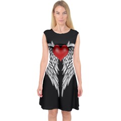 Angel Heart Tattoo Capsleeve Midi Dress by Valentinaart